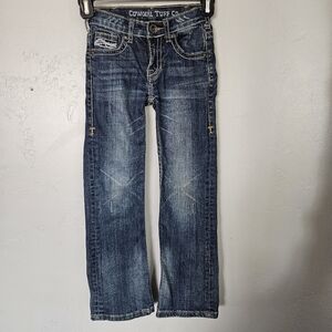 Cowgirl Tuff Girls 6 Blue Denim Jeans Bootcut Don't Fence Me In Western Boho